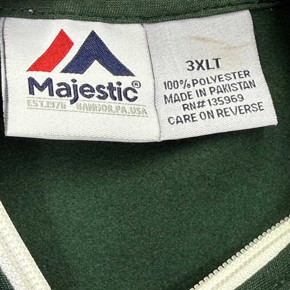 Majestic New York Jets Mens 3XLT Green White Quarter Zip Hoodie Sweatshirt - Picture 3 of 15